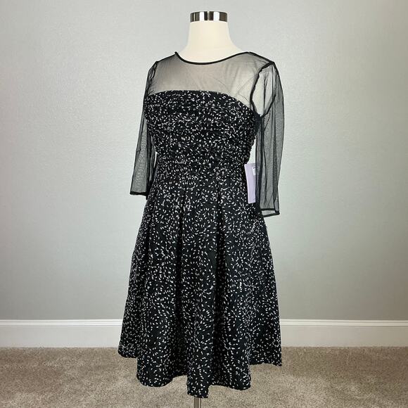 JS Collections Sequin Midi Fit and Flare Cocktail Dress Black and Silver Size 14 - Picture 4 of 13